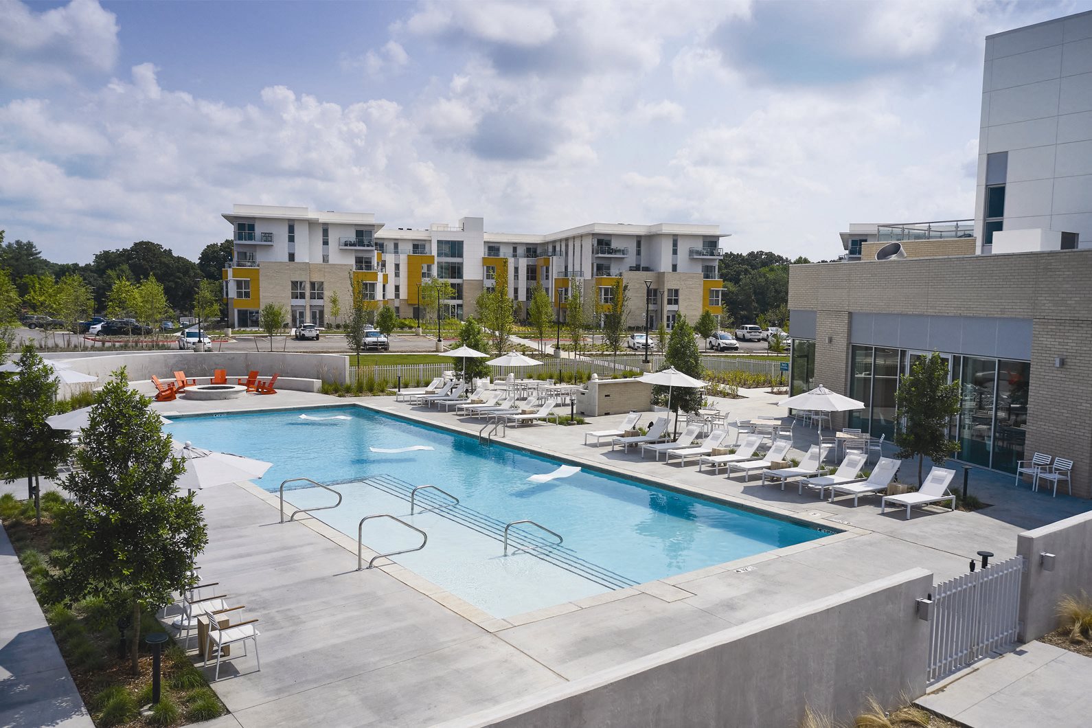 Sparkling pool and sundeck at Crystal Flats in Bentonville, AR